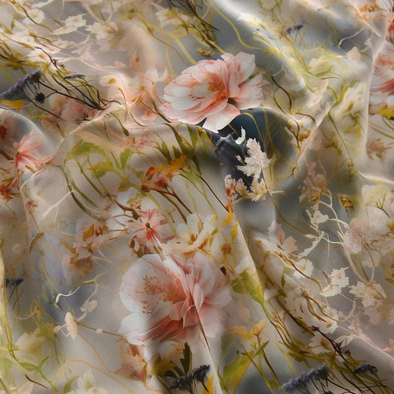 145CM Wide 200G/M 100% Rayon Fabric with Gorgeous Floral Printed,Skin-friendly Smooth Fabric for Thin Dress Cheongsa Blouse R431