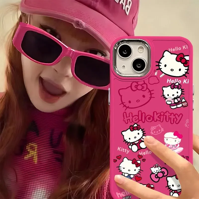 NOWE etui na telefon Sanrio Hello Kitty Kawaii do iPhone\'a 16 15 14 13 12 11 ProMax XR XS MAX 7 8 Plus Cute Cartoon Cover Y2K PINK Girl