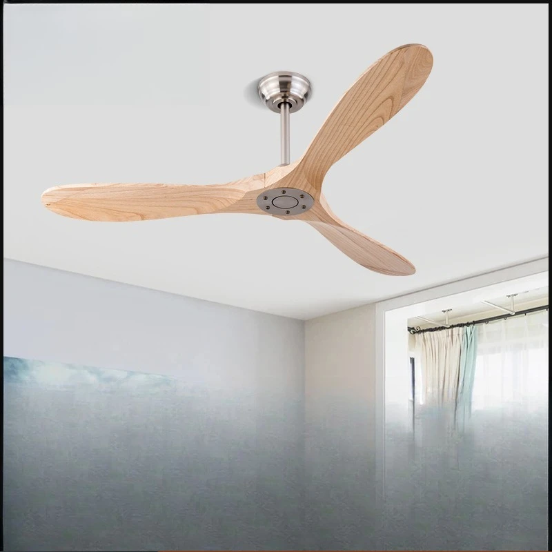 مروحة سقف من الخشب الصلب، مروحة سقف كلاسيكية كبيرة للرياح وبسيطة لغرفة المعيشة، مروحة سقف تحويل التردد الصامت