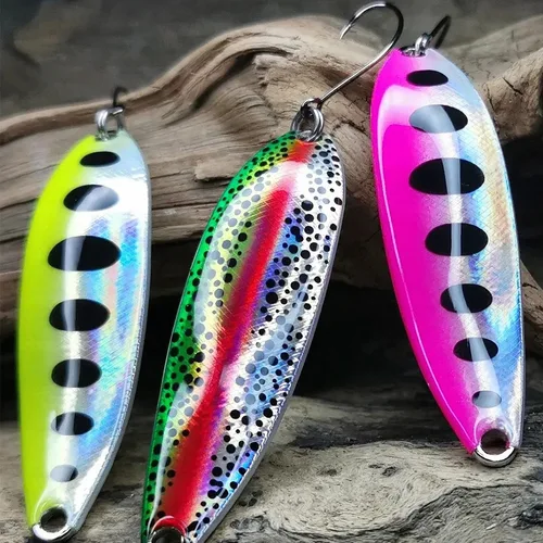 Cebo de Pesca de perchtrucha de salmón, señuelo de Pesca de 5 piezas, 2,2g/2,6g/4,5g, cuchara de Metal, Wobbler, accesorios de aparejos de Pesca Jigging