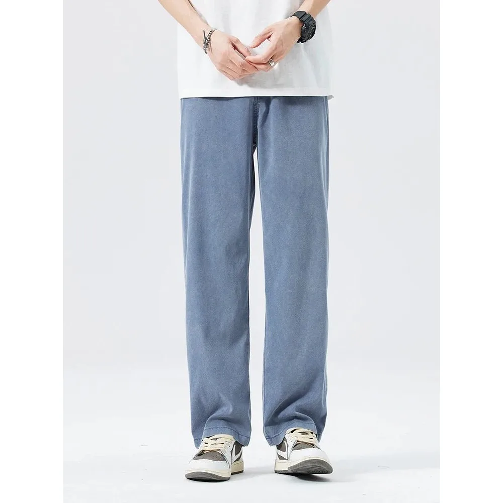 

Мужские тонкие прямые джинсы из лиоцелла CleanFit из ПВХ-материала, повседневные брюки прямого кроя для лета и осени