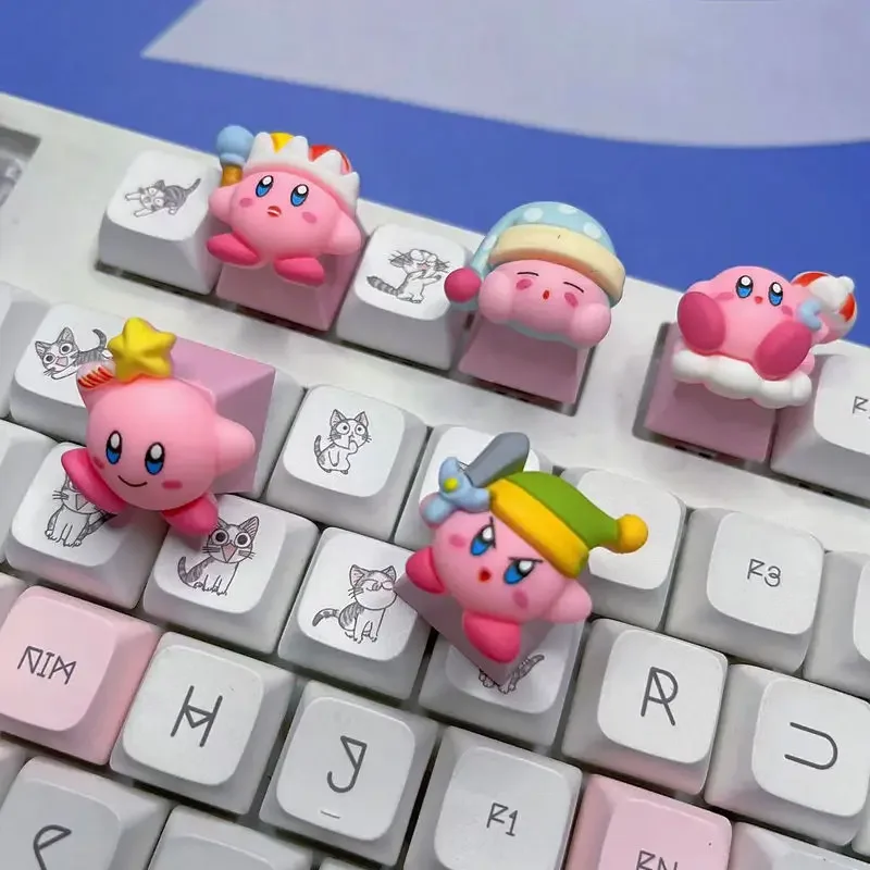 

Kirby Keycap Pink Cute Cartoon Personality Keyboard Three-Dimensional Single Anime Peripheral Translucent Keyboard Decoration