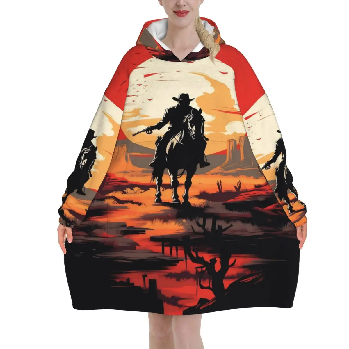Arthur Morgan Wearable Blanket Hoodie as Gifts for Women Men Warm Cozy Oversize Blanket Sweatshirt Thick Fleece Hooded Blanket