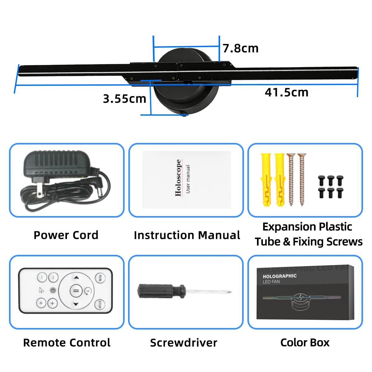 42cm 3D Hologram Fan LED Advertising Display Rotatable Virtual Image Holographic Projector Support WIFI Wireless Upload Video