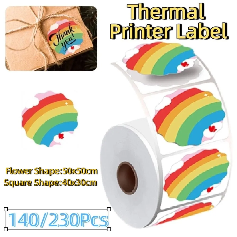 

140/230Pcs Rainbow Thermal Printer Label Waterproof DIY Blank Label Sticker Anti-Oil Universal Name Tag Sticker