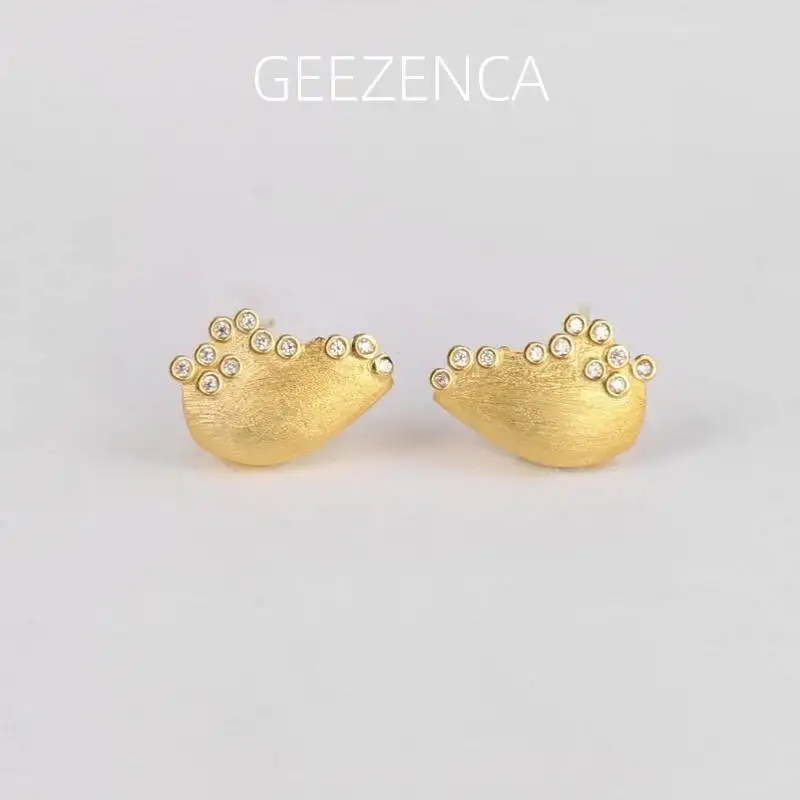 

GEEZENCA 925 Sterling Silver 5A Zircon Stud Earrings For Women Artistic Beach Minimalistic Chic Small Earring 2023 New Gift