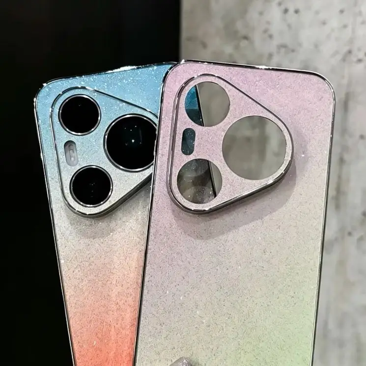 Luxury Shiny Glitter Gradient Case For Huawei Pura90 Pura80 Pura70 Pro Max Soft Plating Acrylic Back Camera Protection Cover