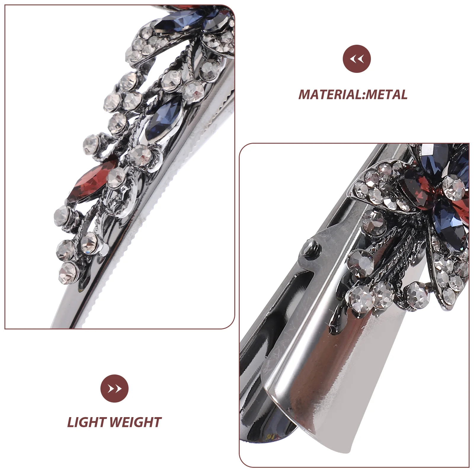 

Rhinestone Large Hair Clips Vintage Metal Horn Barrette Accessories For Women Girls