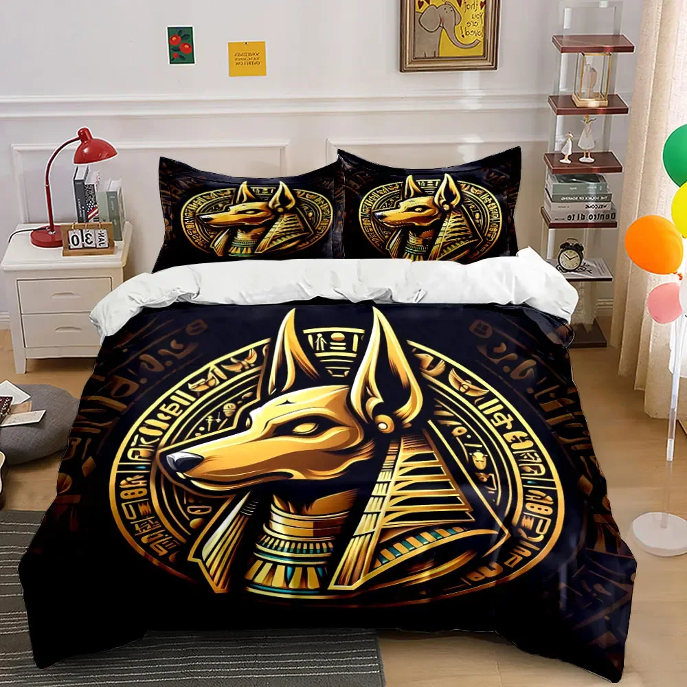 

Golden Egyptian Decor Set Soft Comfortable Duvet Cover Bedding Set Included 1*Duvet Cover & 2*Pillowcases, gift