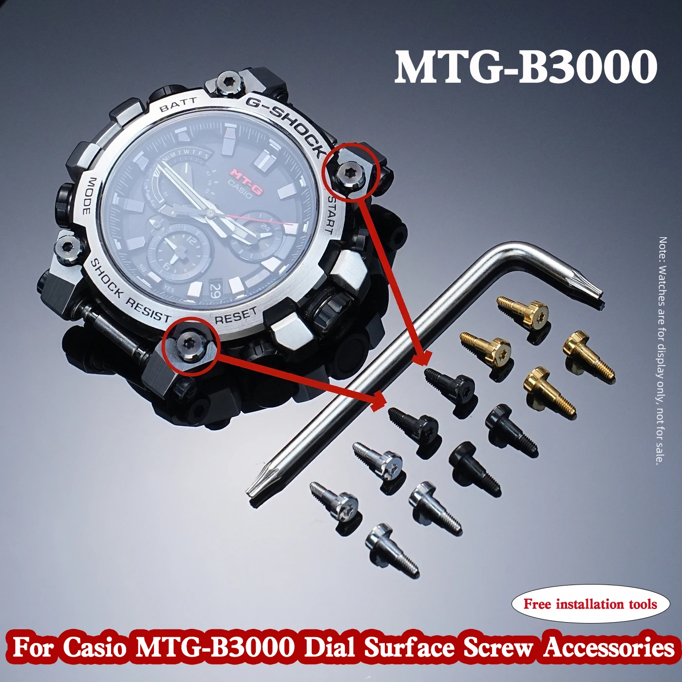

Винт MTG-B3000 для Casio G-SHOCK MTG-B3000, винт для лицевой крышки часов, сменный винт для поверхности, цвет стали, золотой, черный