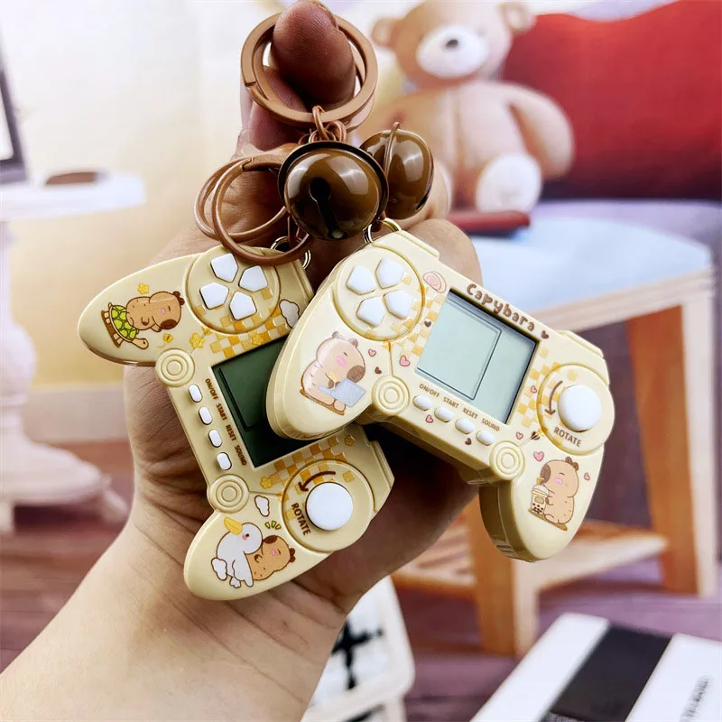 

Capybara Mini Game Machine Keychain Children's Handheld Retro Nostalgic Game Console With Keyring Video Game Jewelry Gift