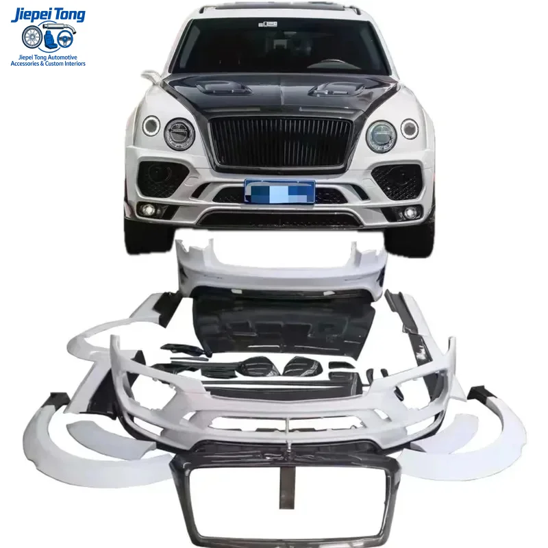 Body Kit M Style for Bentley Bentayga Carbon Fiber Mix Fiberglass Wide Bumper Engine Hood Rear Spoiler
