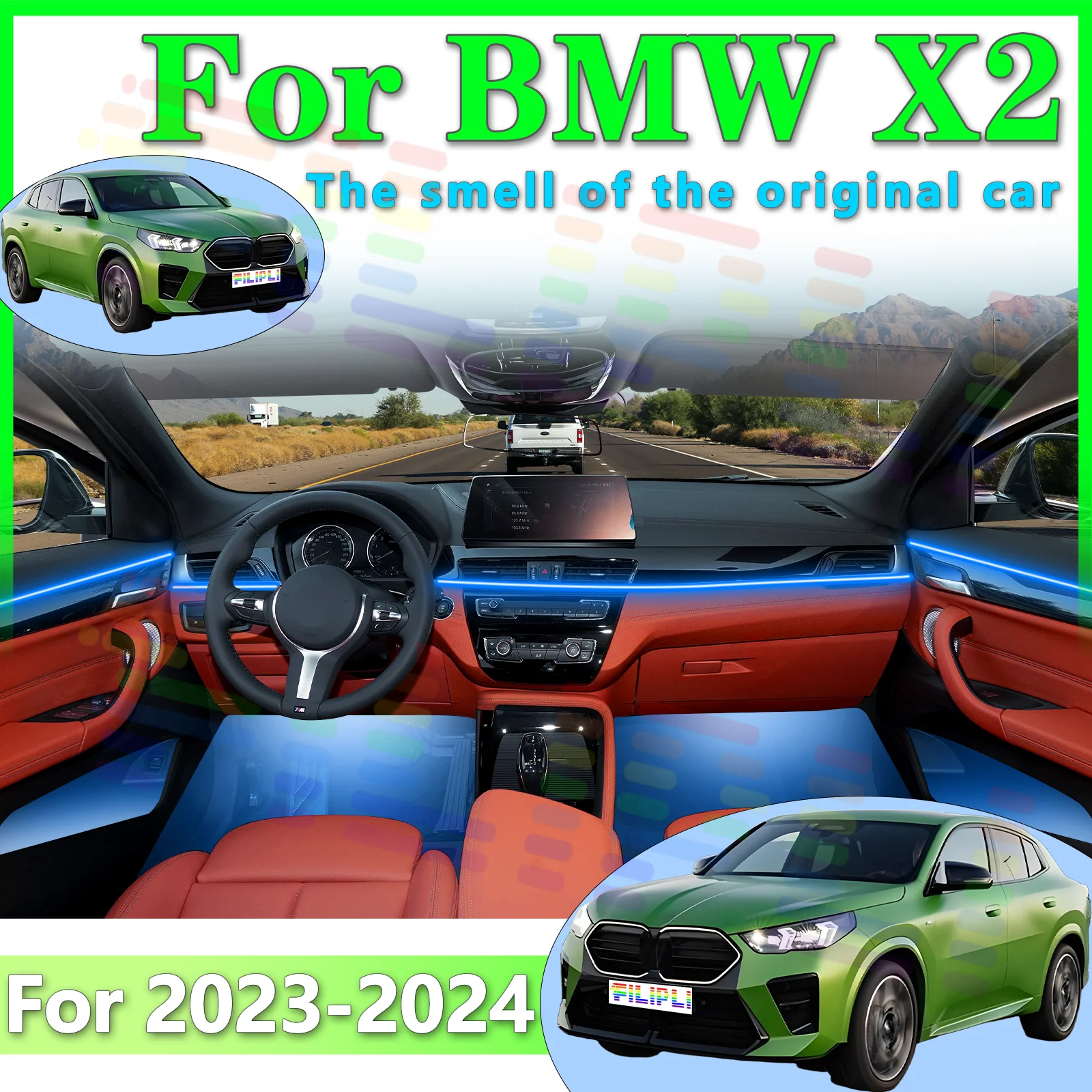

FILIPLI для BMW X2 U10 внутренняя светодиодная лента Ambient, акриловая, все цветовая регулировка с несколькими режимами для лучшего привода