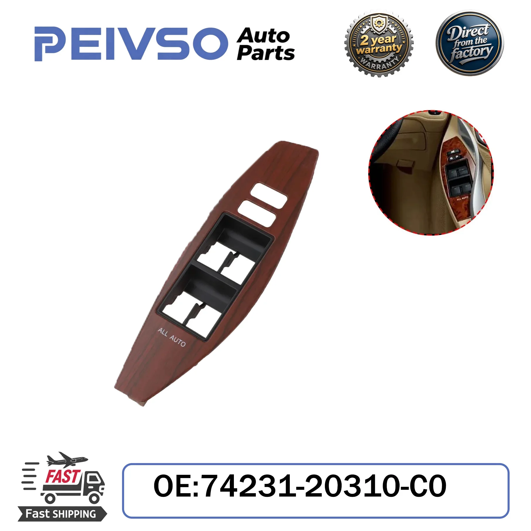 PEIVSO Driver Right Door Window Switch Bezel Trim Panel Cover 74231-20310 74231-20310-C0 For Toyota Allion Premio 2007-2021