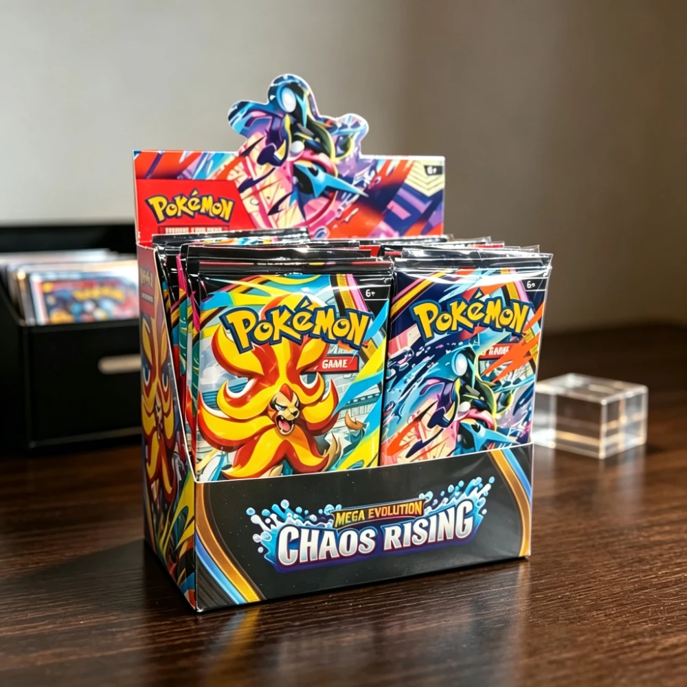 TCG Mega Evolution - Chaos Rising Booster Box Phantasmal Flames, Cartoon Battle Cards, Trading Card Collection, Toy Gift