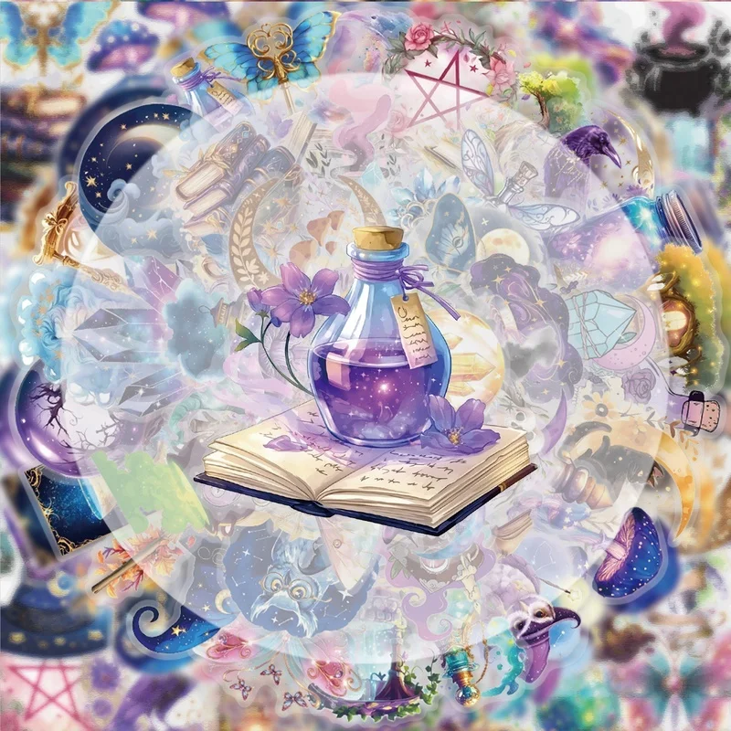 50 Transparent Magic Planet Graffiti Stickers, Vibrant Stickers Suitable for Decorating Water Bottles, Laptops, Cell Phones, Suitcases, Skateboards, Guitars, Gift Boxes, Party Decorations