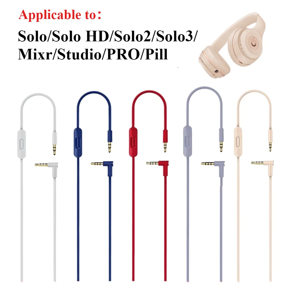 

3.5mm Cable Suitable For Beats Studio 2.0 3.0 SOLO 2 3 HD Pro MIXR Microphone Headset 2 Plugs Extension Audio cable AUX140cm