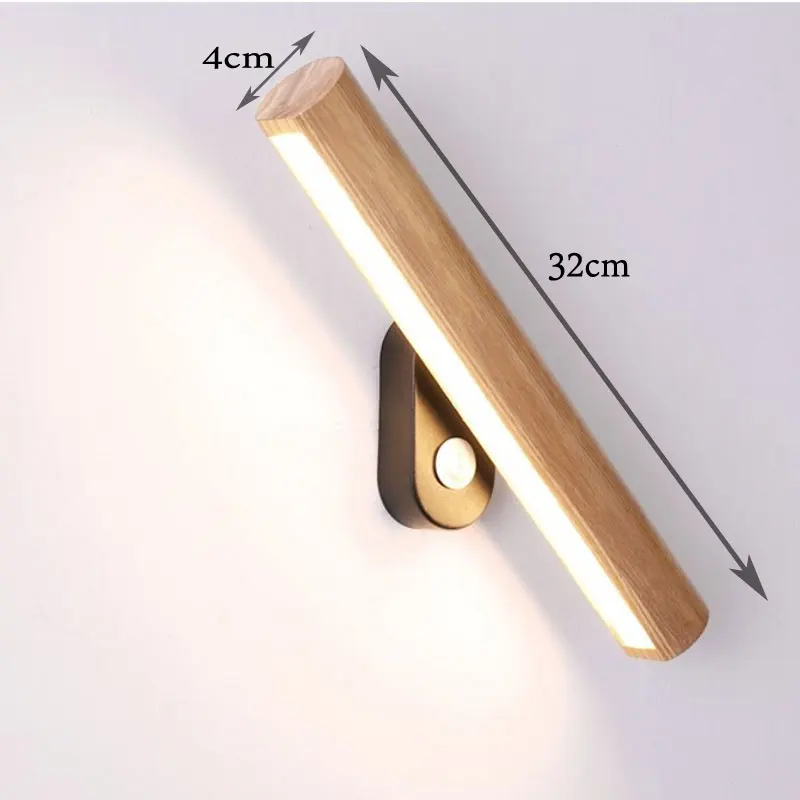 Interior LED Solid Wood Wall Lamp for Living Room Background Rotatable With Switch Wall Light Indoor Home Decor Lighting Fixture