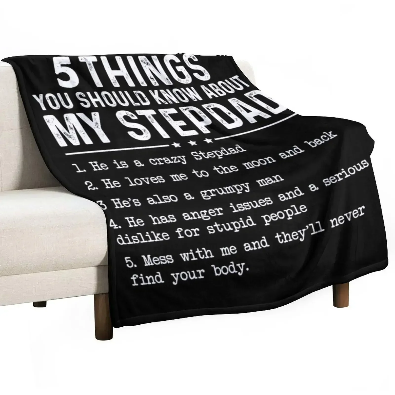 

5 Things You Should Know About My Stepdad Father's Day Throw Blanket funny gift Soft Big Cute Plaid Softest Blankets