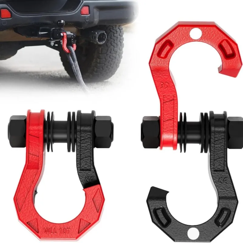 8‑Ton Capacity D‑Ring Shackle with Magnet, U‑Shape Tow Hook, Durable Off‑Road Recovery Trailer Hitch in Black & Red
