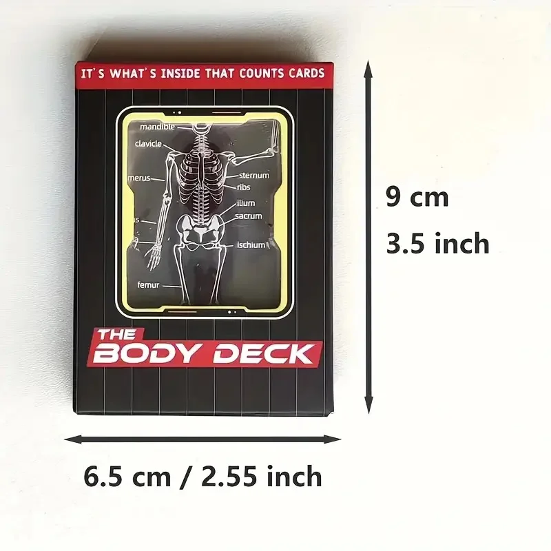 Human Skeleton Knowledge Poker Cards, Transparent PVC Waterproof Cards, Educational Gifts and Collectibles for Medical Students