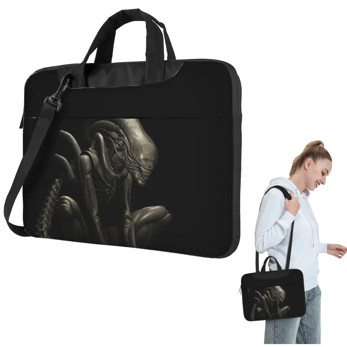 Xenomorph Alien Crossbody Laptop Bag Case Computer Bag Resistant Protective Notebook Pouch for Macbook Pro
