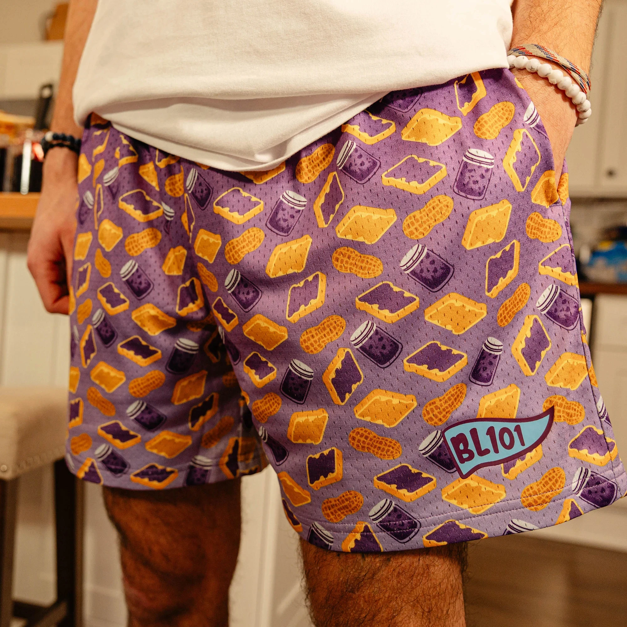 Moda Béisbol Vida # 101 # Pantalones Cortos Deportivos de Playa para Adolescentes/Niños, con Estampado de Pasta, Pan y Cacahuetes, de Secado Rápido, Holgados, Última Moda de Verano