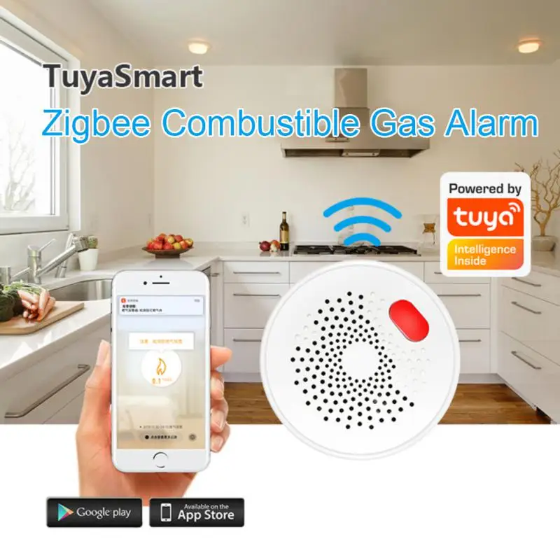 Tuya-インテリジェントホームwifi/zigbeeガス検知器,漏れおよびガスセンサー,アラーム,火災検知,スマートライフセキュリティ保護