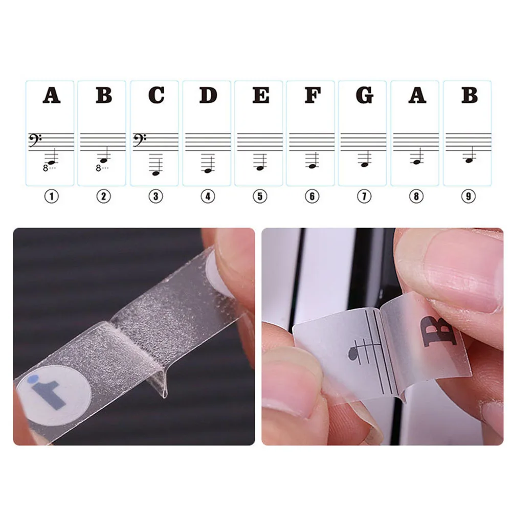 Black or Color Transparent detachable music decal note piano keyboard sticker 37-88 key electronic piano spectrum Sticker symbol