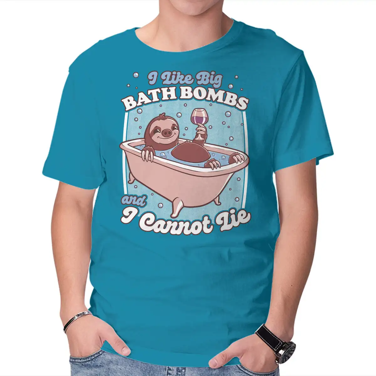 Relax Sloth Bubble Bathtub Anime Graphic T-shirts For Men Clothing Women Short Sleeve Tees New Arrivals Unisex Summer