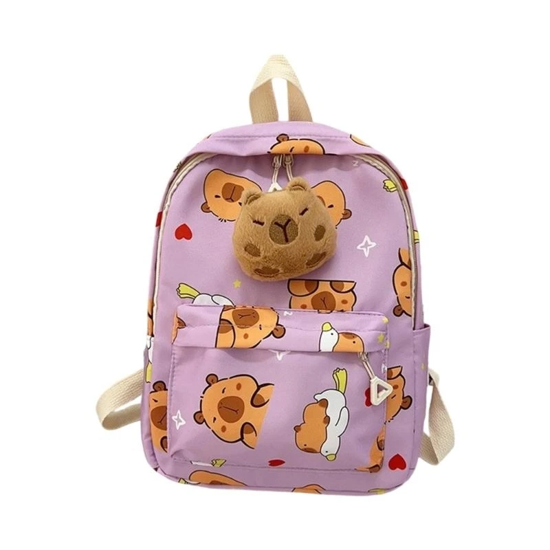 

E8FB Capybara Themed Backpack For Students Spacious And Lightweight School Bag Book Bags Suitable For Outdoor Adventures