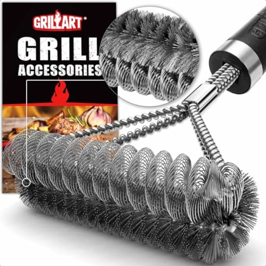 

Щетка для гриля GRILLART [проволока + спираль] Комбинированная щетка для барбекю Безопасная эффективная щетка для чистки гриля 18, щетка для чистки гриля, скребок для