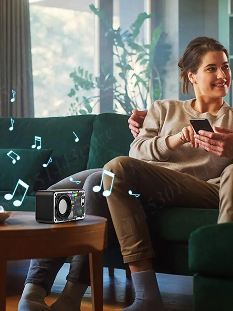 

Bluetooth-совместимый беспроводной динамик 5.3, прозрачный интеллектуальный мини-динамик Mecha, TF-карта типа C, зарядка для использования в помещении и на открытом воздухе