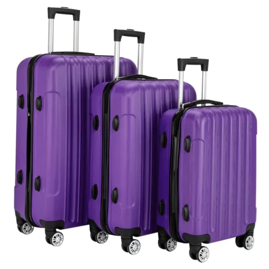 Large Capacity Travel Storage Suitcase Luggage Set Purple 3-in-1 Multifunctional