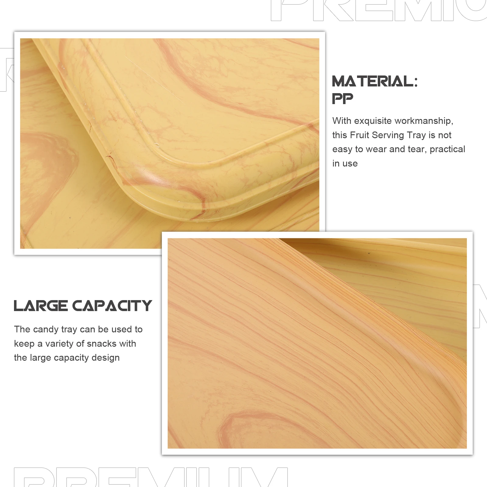 

3pcs Imitation Wood Grain Fruit Serving Tray Multi-Function Snacks Plate Dessert Storage Holder Household Plastic Food Dishes