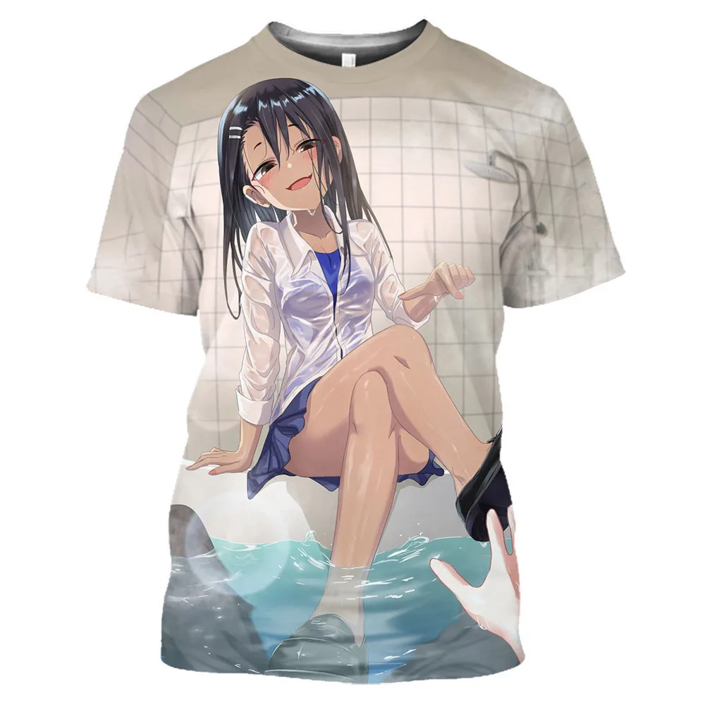 Camiseta con estampado 3D de Anime Nagatoro para hombres y mujeres, Mangas japonesas, no juguetes conmigo, camiseta Harajuku, camisetas sexis Hentai