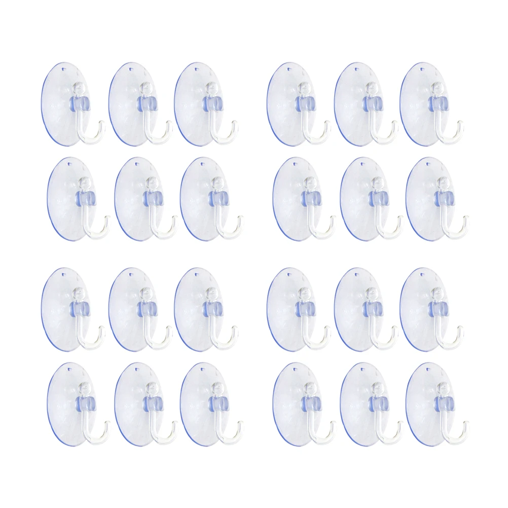 

20pcs 5Cm Transparent Suction Cup Hooks No Tools No Drilling Easy Install Wall Hangers For Bathroom Bedroom Office Lightweight
