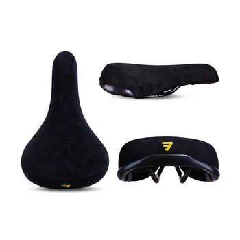 Funsea Bicycle Saddle Wheelie Black with Logos Bike Flannelette Bicycle Seats Seat Embroidery Logo 8mm Rail