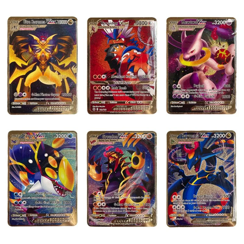 Diy Pokemon Vmax Charizard Metal Card Self-Control Ptcg Collect Signature Trading Flash Card Anime Cartoon Gift