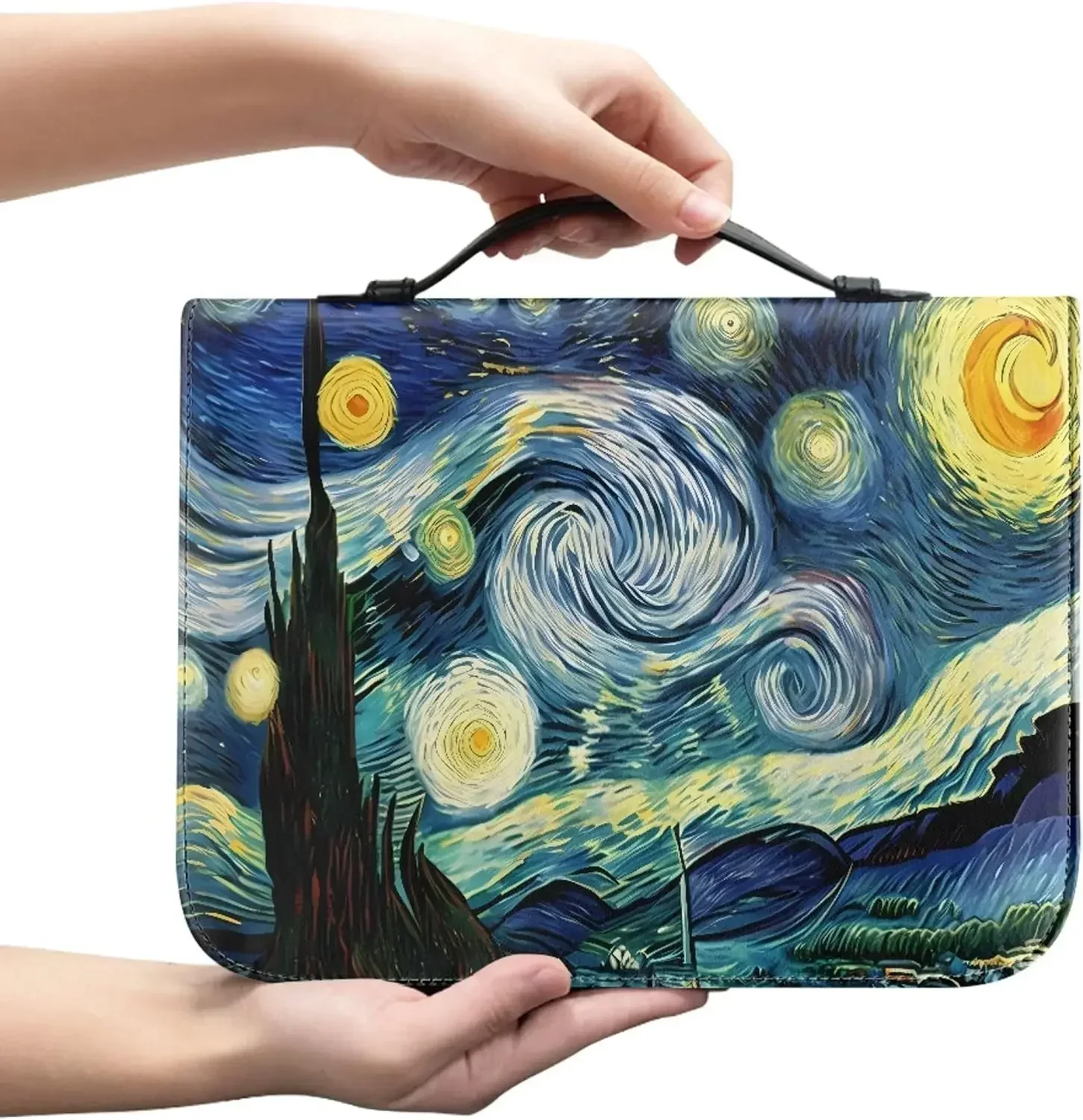 

Чехол для Библии Moon Star Space из искусственной кожи для детей и женщин, с ручкой и молнией, сумка для переноски Библии, христианский подарок