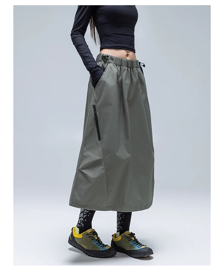 Wasserdichter & Schnelltrocknender A-Linien-Rock für Damen – Schlankmachendes Design mit Verstellbarem Saum für Herbstwanderungen & Outdoor-Sportarten – Detail 21