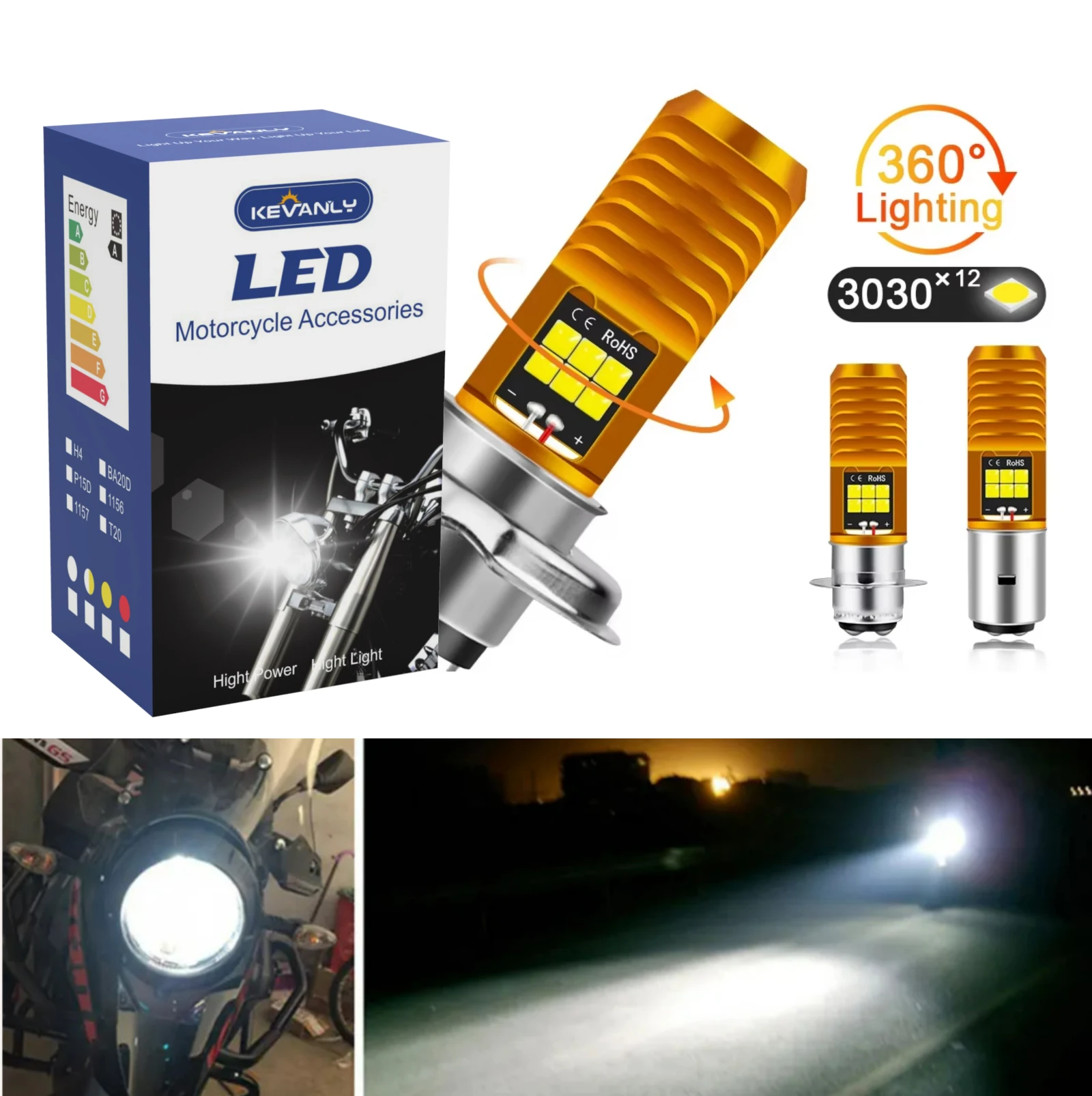 1Pcs H4 Led Motorcy…