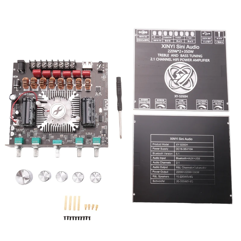 2.1-Channel TPA3251 Bluetooth Digital Amplifier Module High And Low Tone Subwoofer,220Wx2+350W Amplifier Board XY-S350H