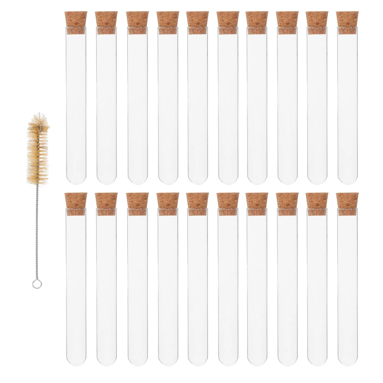 

20 шт. маленьких стеклянных пробирок 20x150 мм с герметичными пробковыми заглушками для образцов косметики, лосьонов, гелей, портативные, для путешествий