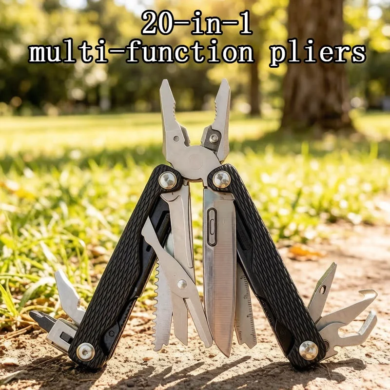High Quality 20-in-1 Multi-Function Pliers G10 Handle Outdoor Camping EDC Tool with Safety Lock Clip for Hiking Fishing DIY