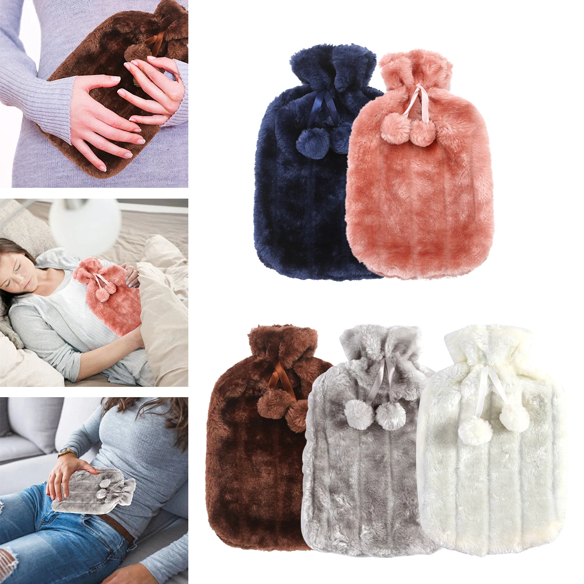 Hot Water Bag Plush Cloth Cover Imitation Rabbit Fur Cloth Cover Vertical Strip Warm Water Bag Cloth Cover Warm