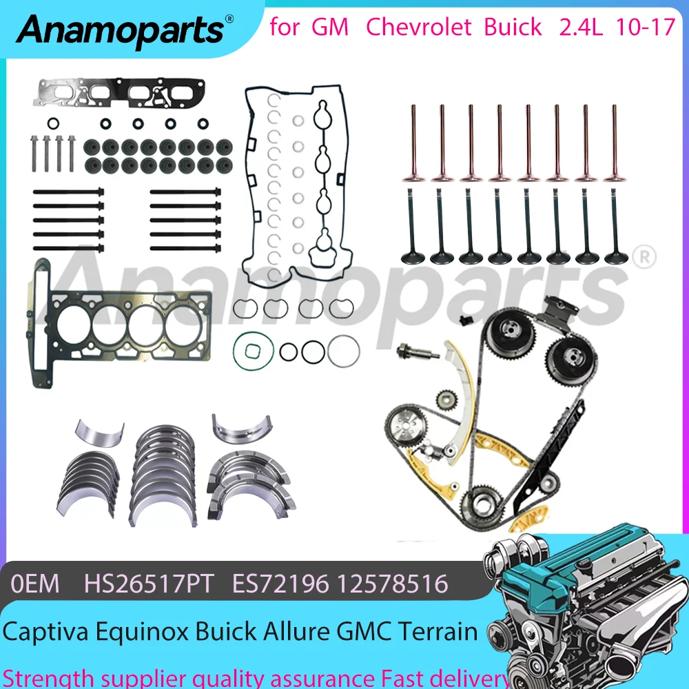 Kit de reparo de cabeçote e corrente de distribuição compatível com Chevrolet Captiva Equinox 2.4L 10-17, Buick Allure, GMC Terrain 2.2T L4 DOHC HS26517PT
