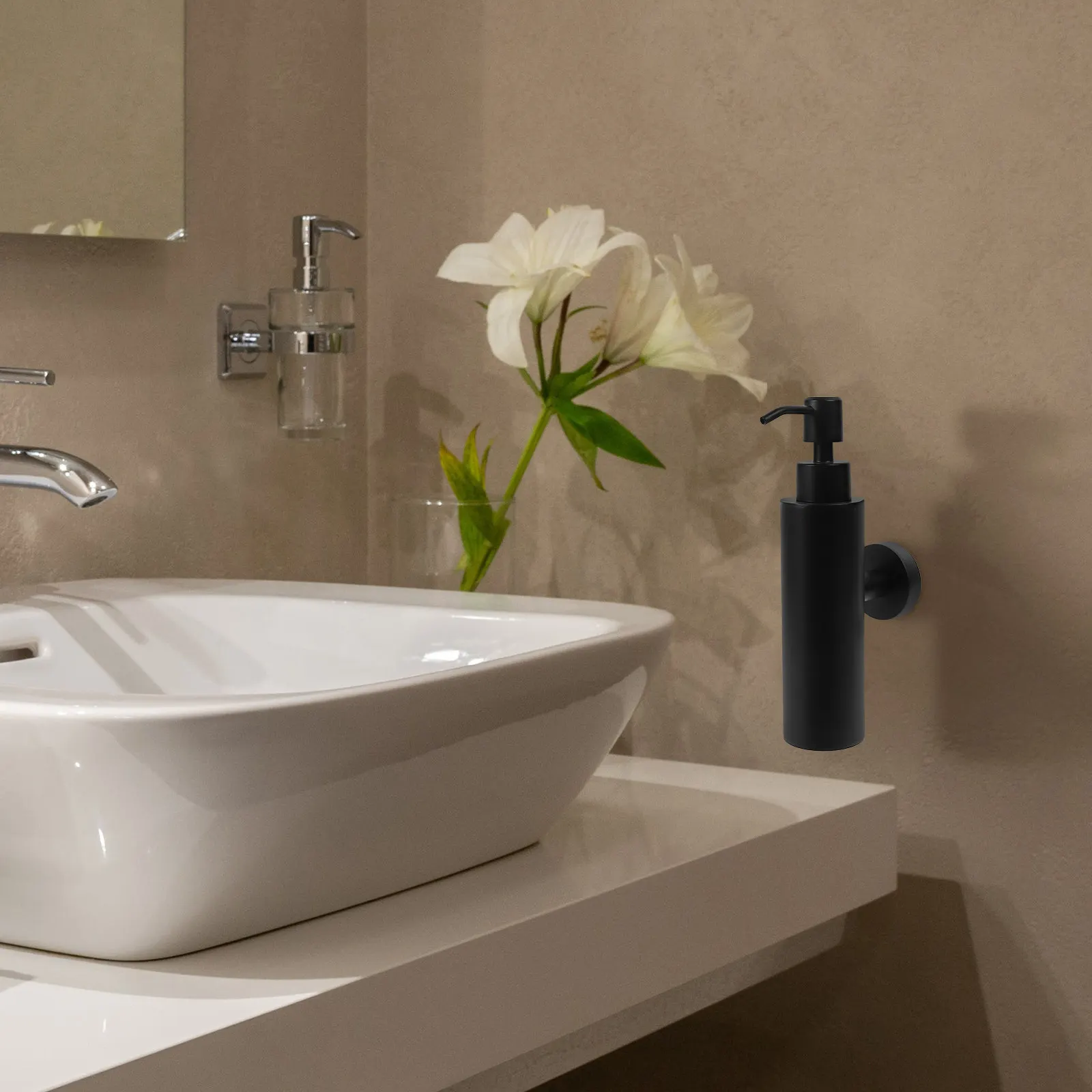 

304 Stainless Steel Wall Mounted Manual Soap Dispenser for Bathroom Kitchen Refillable Hand Soap Shower Shampoo Dispenser