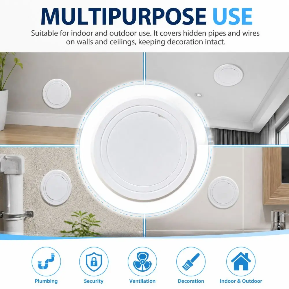 New Round Access Panel White Self Adhesive Wall Hole Cover Removable Access Panel Door