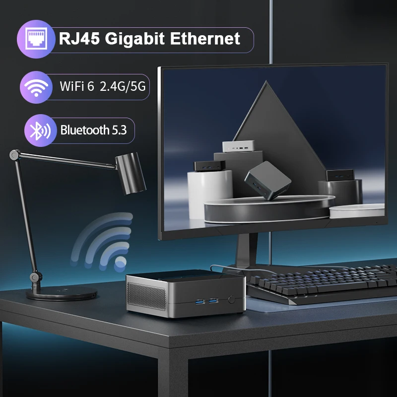 Bestoss A3-H Mini PC AMD Ryzen 5 5600H Max Turbo 4.2GHz Windows 11 Pro Max supporto 64G 3200Mhz RAM WIFI6 PC da gioco per computer